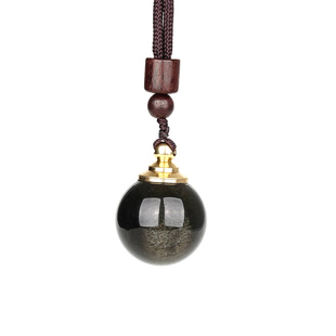 天然黑曜石嘎乌盒吊坠空盒男女挂件舍利瓶甘露丸空瓶子金曜石项链