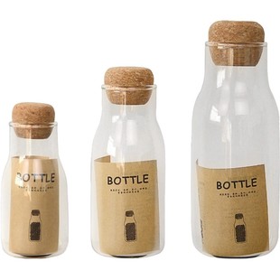 日式软木塞小玻璃瓶空瓶 透明密封罐茶叶罐咖啡罐家用 收纳储物罐