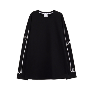 OD 2026年春季印花长袖T恤女趣味手臂港味bf风宽松圆领上衣内搭潮