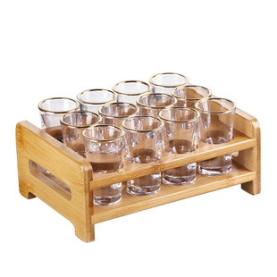 中式家用金边白酒杯6只一口小酒杯15ml小号洋酒烈酒杯分酒器套装