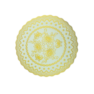 pvc烫金杯垫欧式餐垫宫廷风圆形隔热垫餐桌垫烟缸KTV酒吧花瓶碗垫