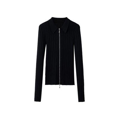 TKYSHOP双头拉链polo领针织开衫