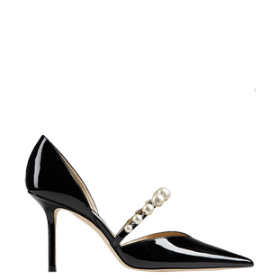 [礼物][白鹿珍选]JIMMY CHOO/AURELIE 85 女士珍珠饰带高跟鞋