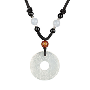 白玛瑙貔貅吊坠男士项链平安扣男款高级感2024新款生日礼物送男友