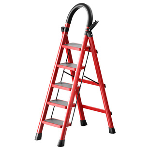 巴芬乔迁之喜多功能梯子步步高升加厚家用红色花架楼梯人字梯便携