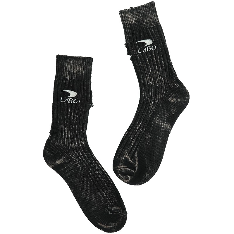 LALABOBO2023冬季新款保暖休闲黑色logo复古中筒袜女|LBCD-WQWD15