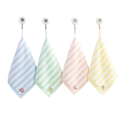 洁玉儿童专用洗脸毛巾纯棉A类吸水小面巾全棉柔软挂式宝宝擦脸巾