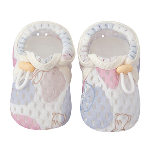 婴儿鞋子软底学步鞋不掉0-6-12个月防滑底春夏季宝宝网眼抽绳布鞋