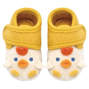 小茸0-3宝宝学步鞋婴童纯羊毛柔软家居棉鞋小黄鸡软底防滑室内鞋