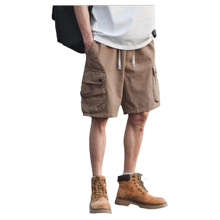 夏季日系工装短裤男款休闲宽松潮流百搭沙滩青年情侣运动纯棉裤子