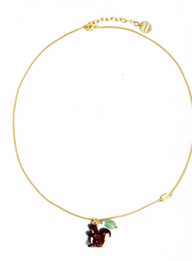 春季新款天然石松鼠锁骨链耳钉