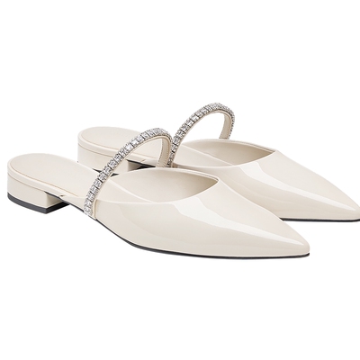 CHARLES&KEITH26春新款CK1-70360152亮钻一字带尖头穆勒鞋凉拖鞋