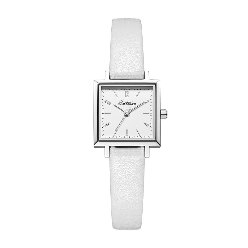 【新品】圣缇斯小方盒小方表女士手表皮带表生日情人节礼物送女友