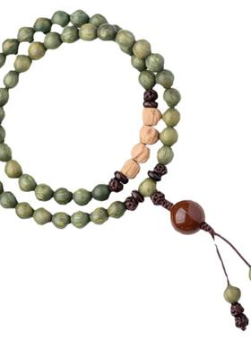 正品百香籽天然绿檀佛珠好运手链