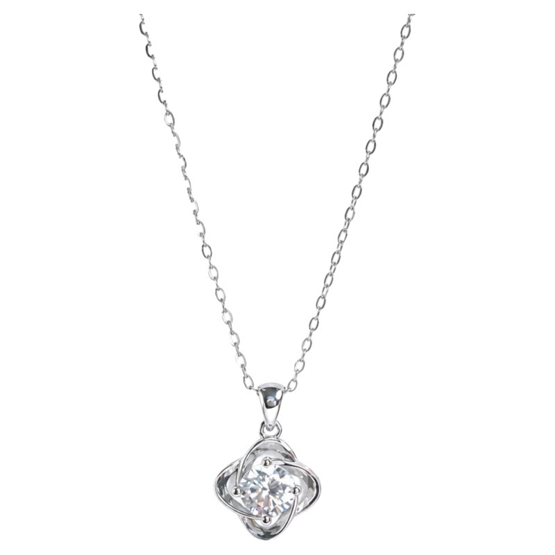 AUBE晨星四叶草花朵吊坠925银链