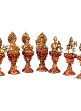 藏式彩绘轮王七珍宝大号合金摆件