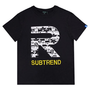 SUBTREND夏季字母创意情侣美式短袖t恤男女潮牌休闲新款上衣