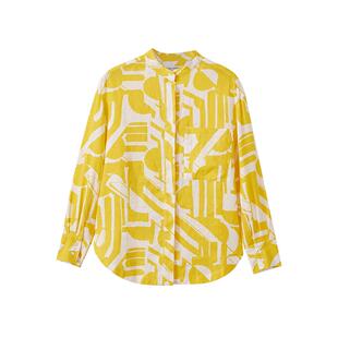 【自营】Marc O'Polo【原创极简几何艺术印花】立领长袖衬衫女