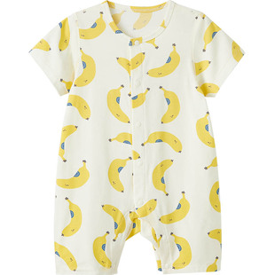 [竹纤维]博睿恩男女宝宝短袖爬服春夏天然抗菌婴儿连体衣薄款