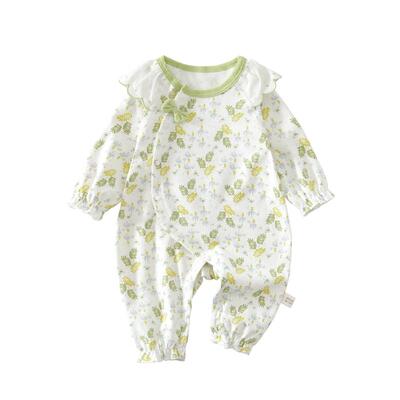 温巢婴儿衣服春秋纯棉偏开连体衣