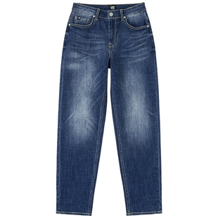 【张凌赫代言】Lee26春夏新411舒适锥形牛仔裤复古水洗中深蓝色女