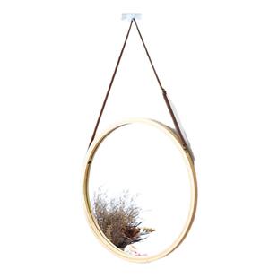 北欧原木酒店浴室镜壁挂墙穿衣镜装饰化妆镜壁挂免打孔家用全身镜