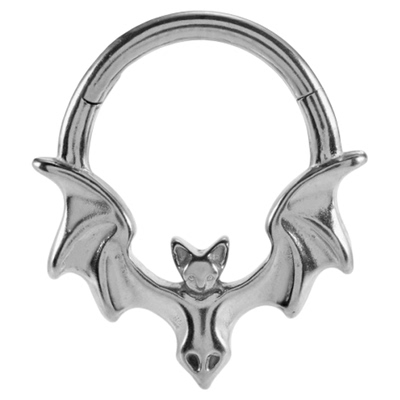 punkyouth暗黑午夜蝙蝠穿刺环316L医用钢朋克风个性防过敏饰品