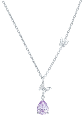 周六福蝴蝶项链女链坠S925银时尚百搭高级感小众送女友本命年礼物