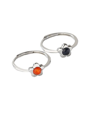 s925纯银玛瑙小花戒指少女超仙小