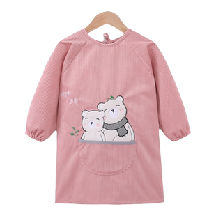 儿童罩衣长款冬中大童加大加长反穿衣长袖防水吃饭衣男女宝宝围裙