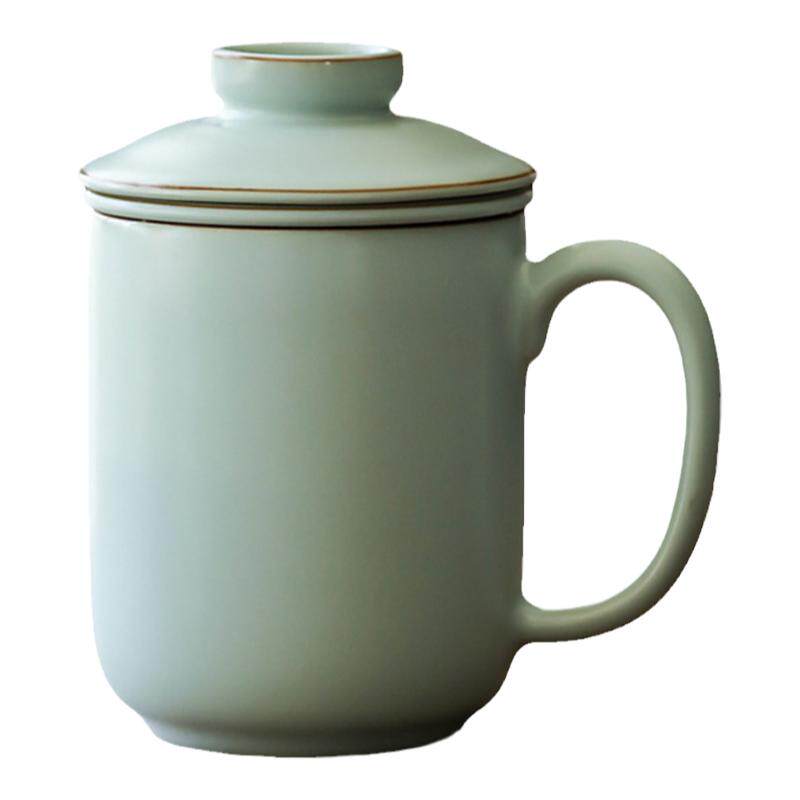 汝窑茶杯办公室杯子带过滤水杯