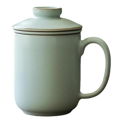 汝窑茶杯办公室杯子带过滤水杯