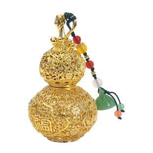 铜葫芦装饰摆件花丝福禄镀金手把件随身把玩车载挂件香囊香丸礼品