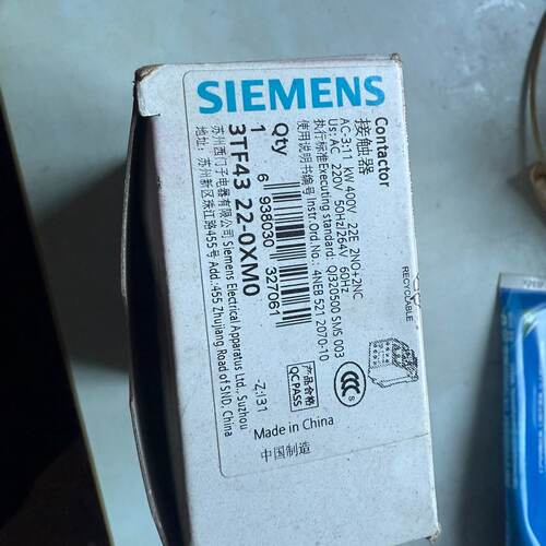 【请询价】拆封接触器，型号3TF43 22-0XMO，原装