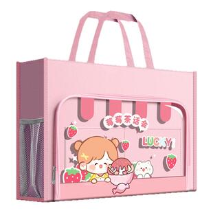 美术袋小学生手提袋美术包工具画画收纳a3文件袋补习美术生专用袋8k素描网纱补课包帆布包资料作业拎书袋书本