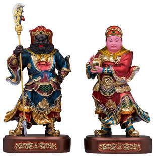 典藏周仓关平神像武财神关二爷关公左右护法神像副将将军工艺摆件