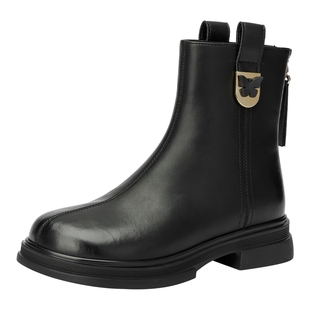 戈美其靴子短靴女2024新款春秋单靴马丁靴增高超火黑色时装瘦瘦靴