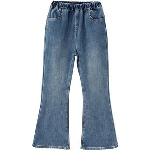 笛莎官方旗舰童装女童加厚绒牛仔裤冬季新款女孩儿童保暖喇叭裤子