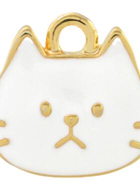 diy饰品配件 日本贵和kiwa原创镀金黑白滴油猫咪猫头侧立鱼骨吊坠