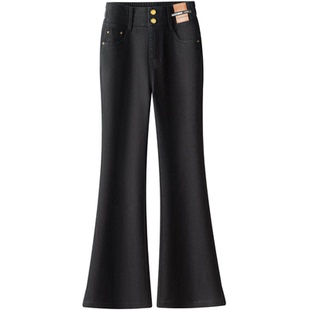 拉夏贝尔莫兰迪灰微喇牛仔裤女2026春款独特超好看显瘦九分喇叭裤