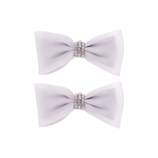 SHINE萱子饰品轻纱幻影系列浪漫甜美蝴蝶结对夹网纱边夹紫色发夹