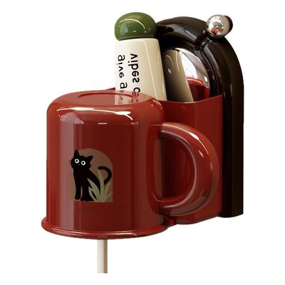 吸盘牙刷置物架磁吸漱口杯壁挂式