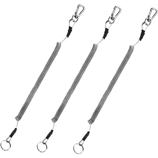 3条装钢丝失手绳 自动伸缩钢丝圈橡皮筋护竿绳钓鱼用品挂钥匙绳扣