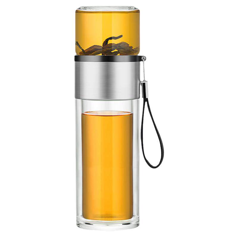 尚明茶水分离耐热玻璃双层玻璃杯