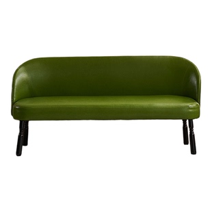 小户型双人小沙发法式复古绿色油蜡皮出租屋卧室服装店窄款长条凳