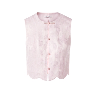 朗姿LIME莱茵优雅缎面提花套装手工盘扣马甲半裙新中式2026夏新款