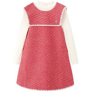 巴拉巴拉儿童套装女童两件套新款春秋中大童洋气背心裙千鸟格童装