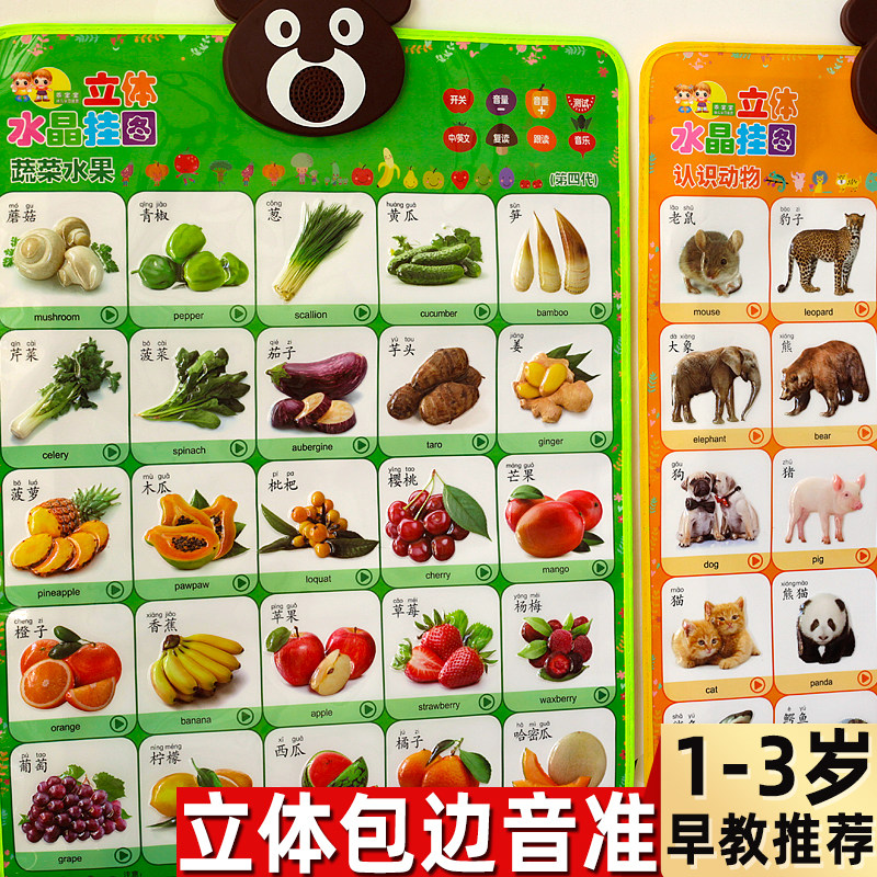 幼儿童有声挂图宝宝启蒙早教认知卡片看图识字发音学说话识物挂画