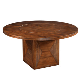 楷模-D07圆贝餐台胡桃木家用餐桌椅组合新中式风格