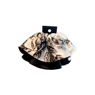 法式网红复古裙摆马尾抓夹轻奢气质印花盘发鲨鱼夹洋气后脑勺头饰